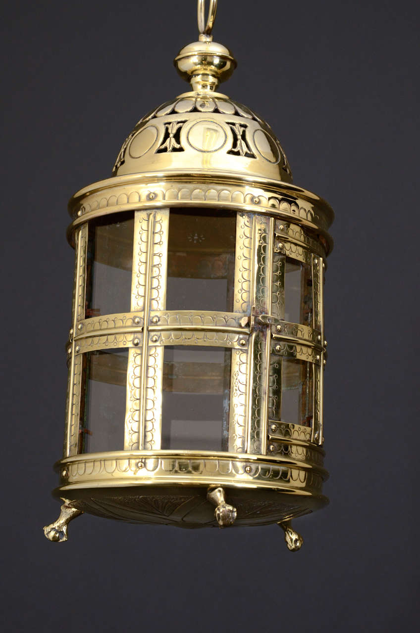 Pierced and Engraved Dutch Brass Lantern  In Excellent Condition For Sale In New York, NY