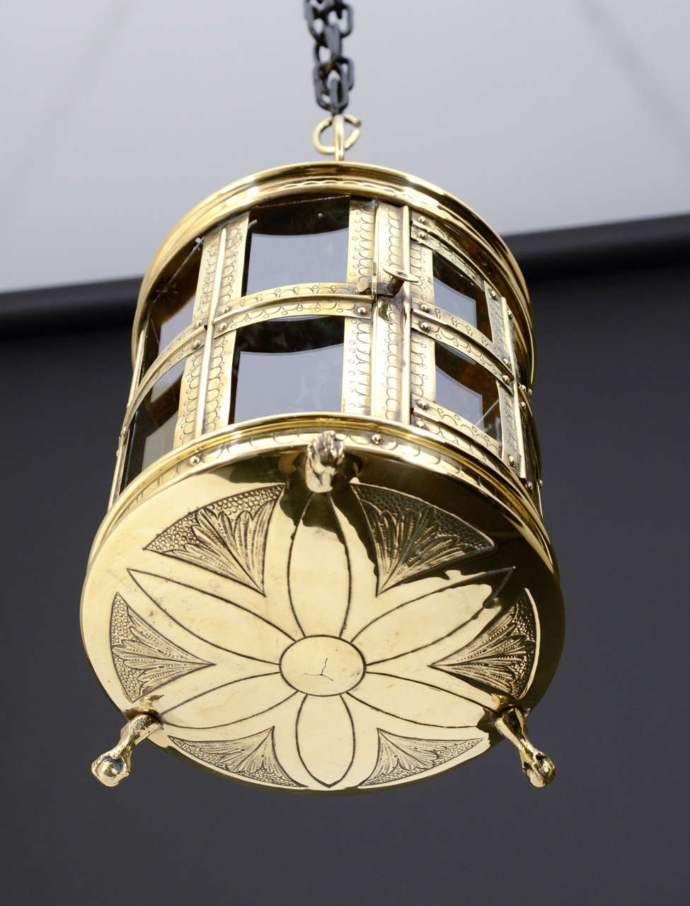 19th Century Pierced and Engraved Dutch Brass Lantern  For Sale