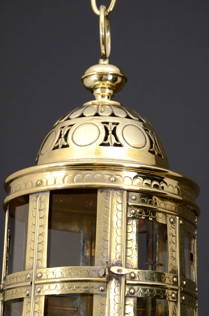 Pierced and Engraved Dutch Brass Lantern  For Sale 1