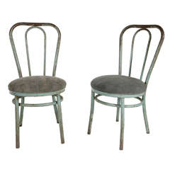 Vintage Pair of Bent Metal Thonet Inspired Dining Chairs