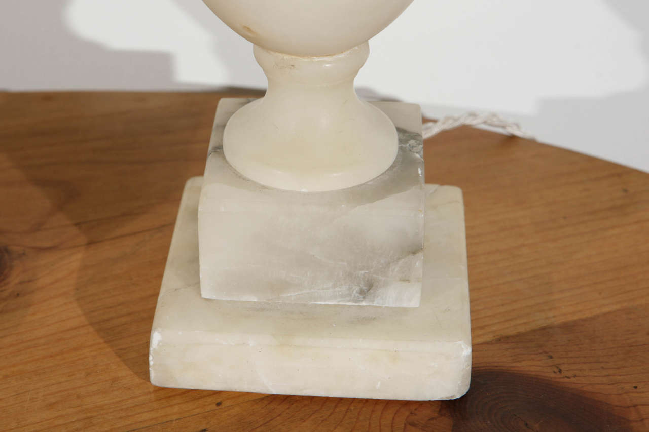 Italian Pair of Small Alabaster Urn Accent Lamps