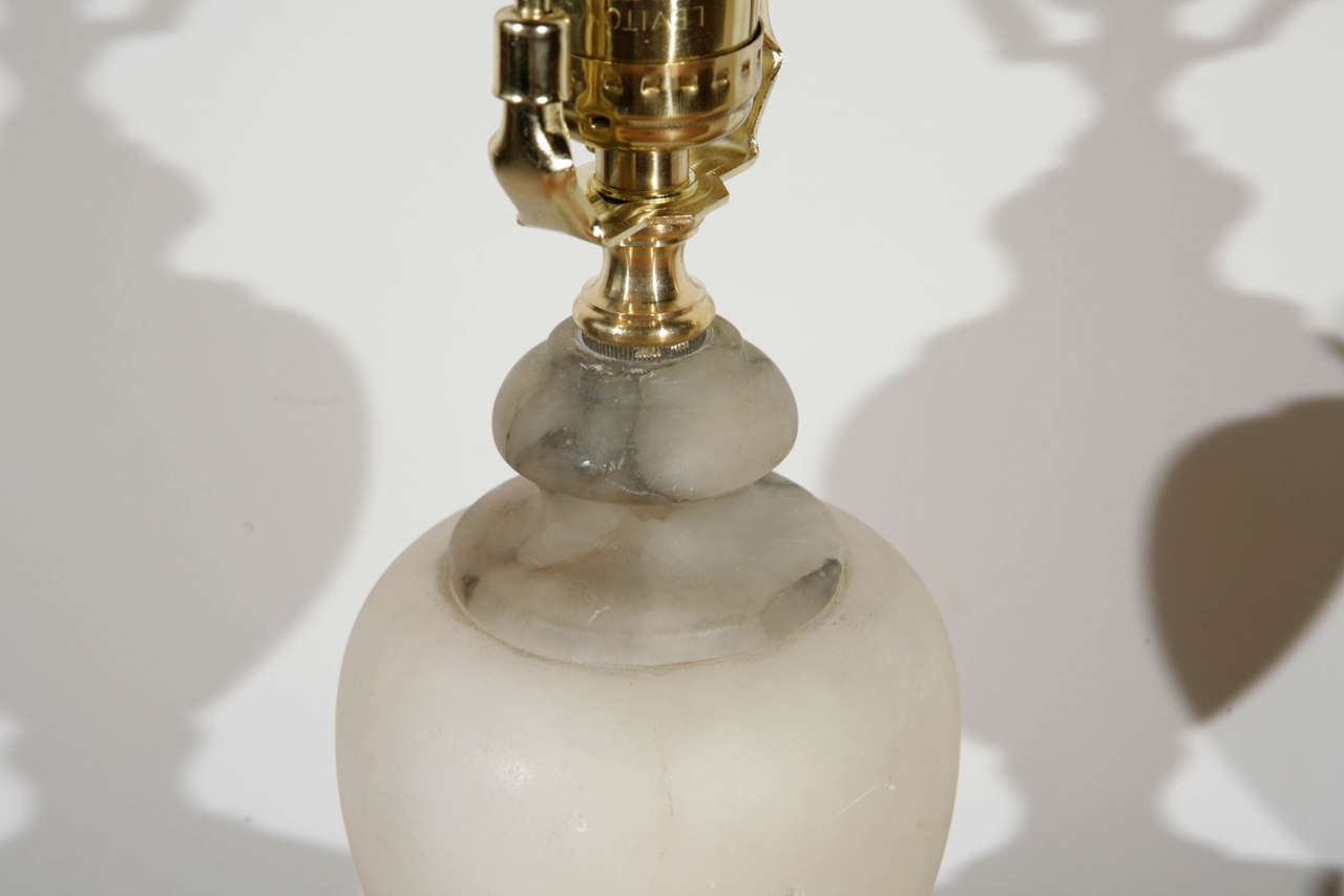 Mid-20th Century Pair of Small Alabaster Urn Accent Lamps