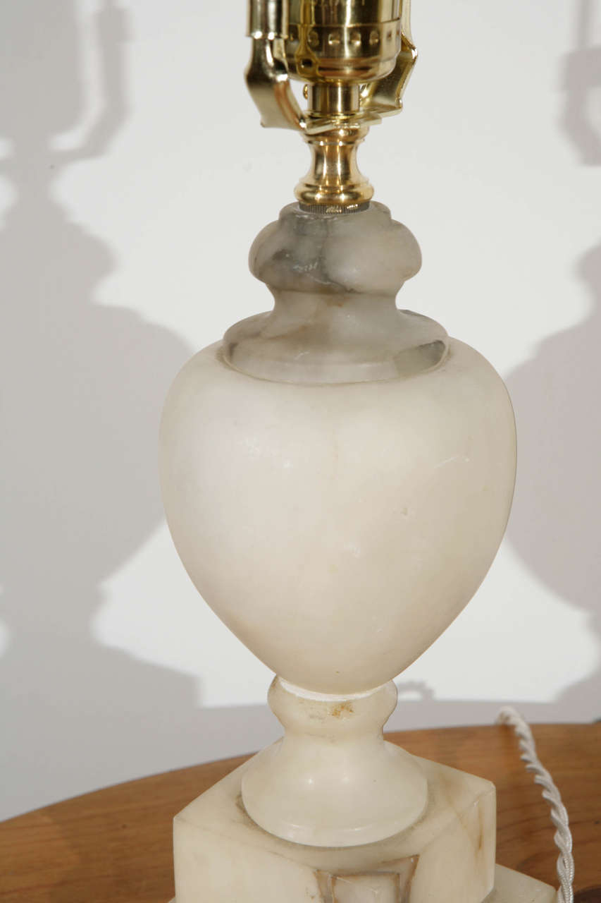 Pair of Small Alabaster Urn Accent Lamps 1