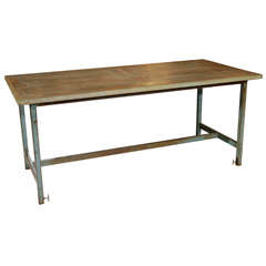 Industrial and Wood Inlay Adjustable Height Work Table