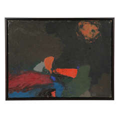 Abstract Oil Painting in Floating Wenge Frame