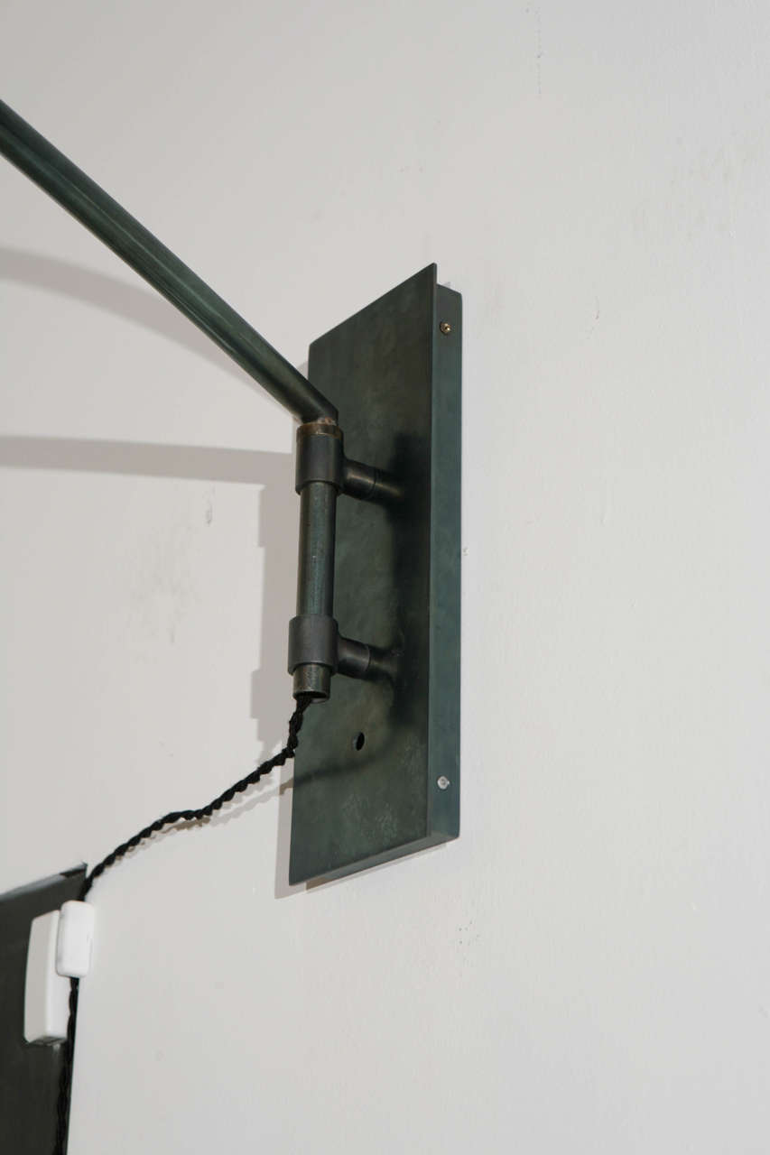 NK Oversized Iron Swing Arm Sconce In Excellent Condition In Los Angeles, CA