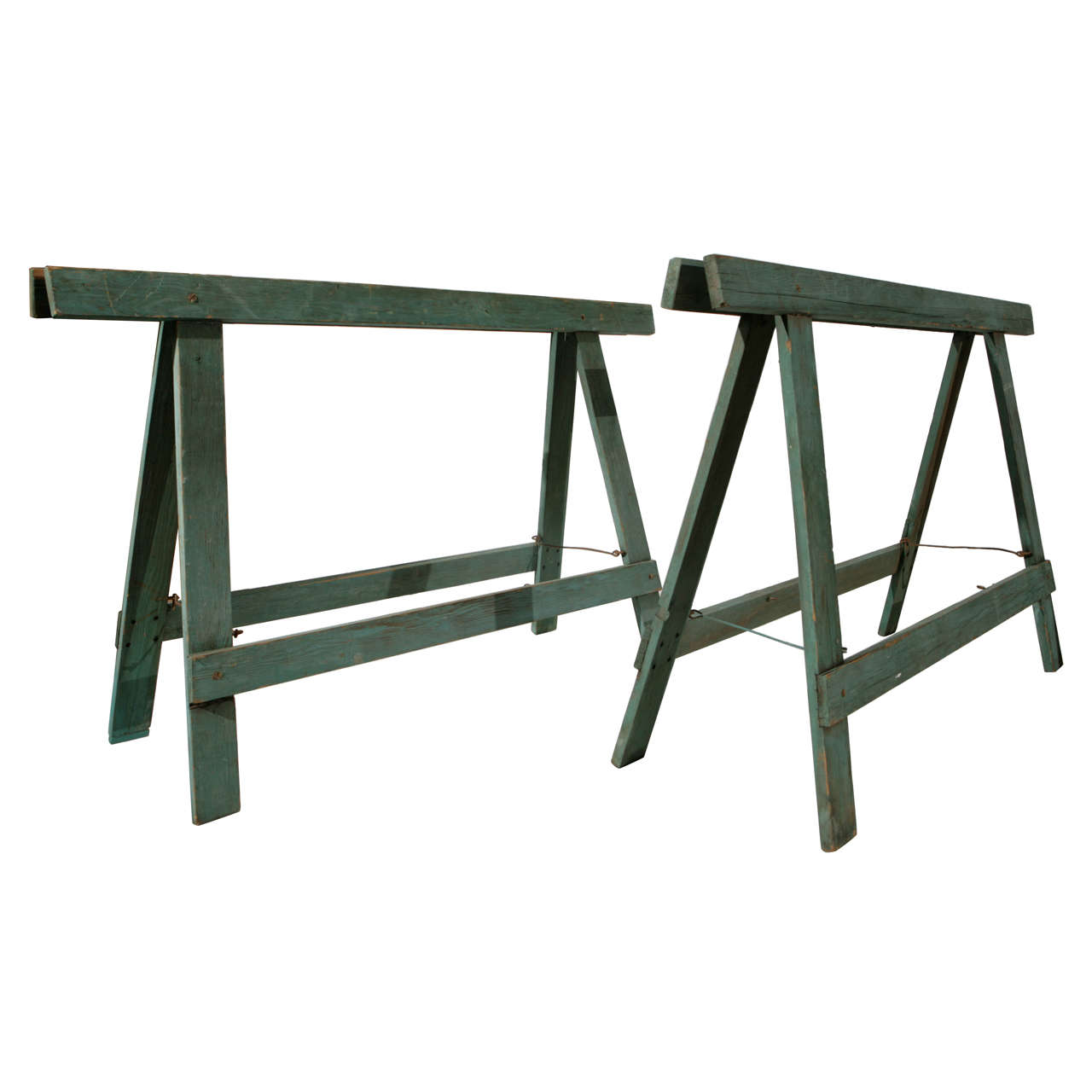 1940s Industrial Sawhorse Work Table Legs at 1stDibs | vintage sawhorse legs,  sawhorse desk legs, metal sawhorse table legs