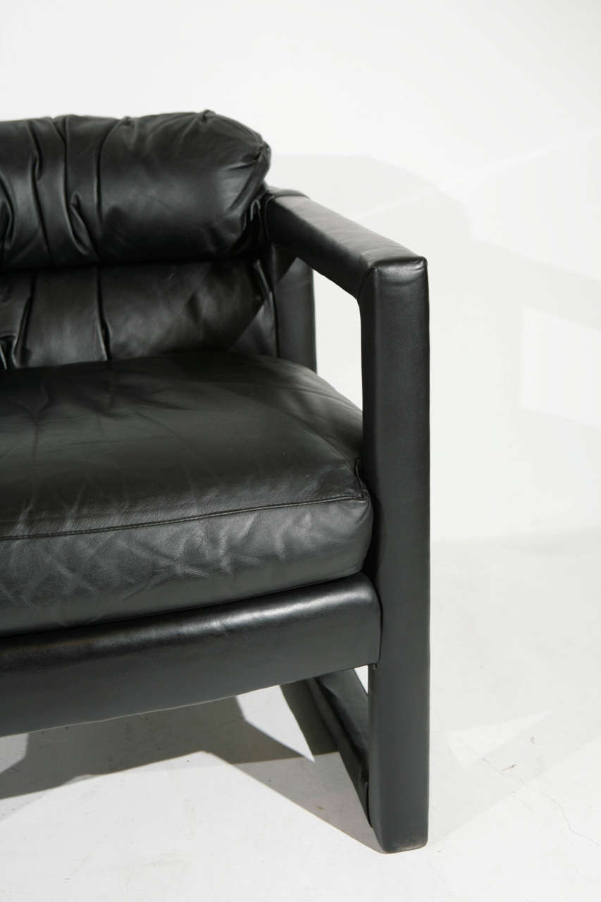 Mid-Century Modern Pair of 1970s Leather Wrapped Dansen Contemporary Arm Chairs