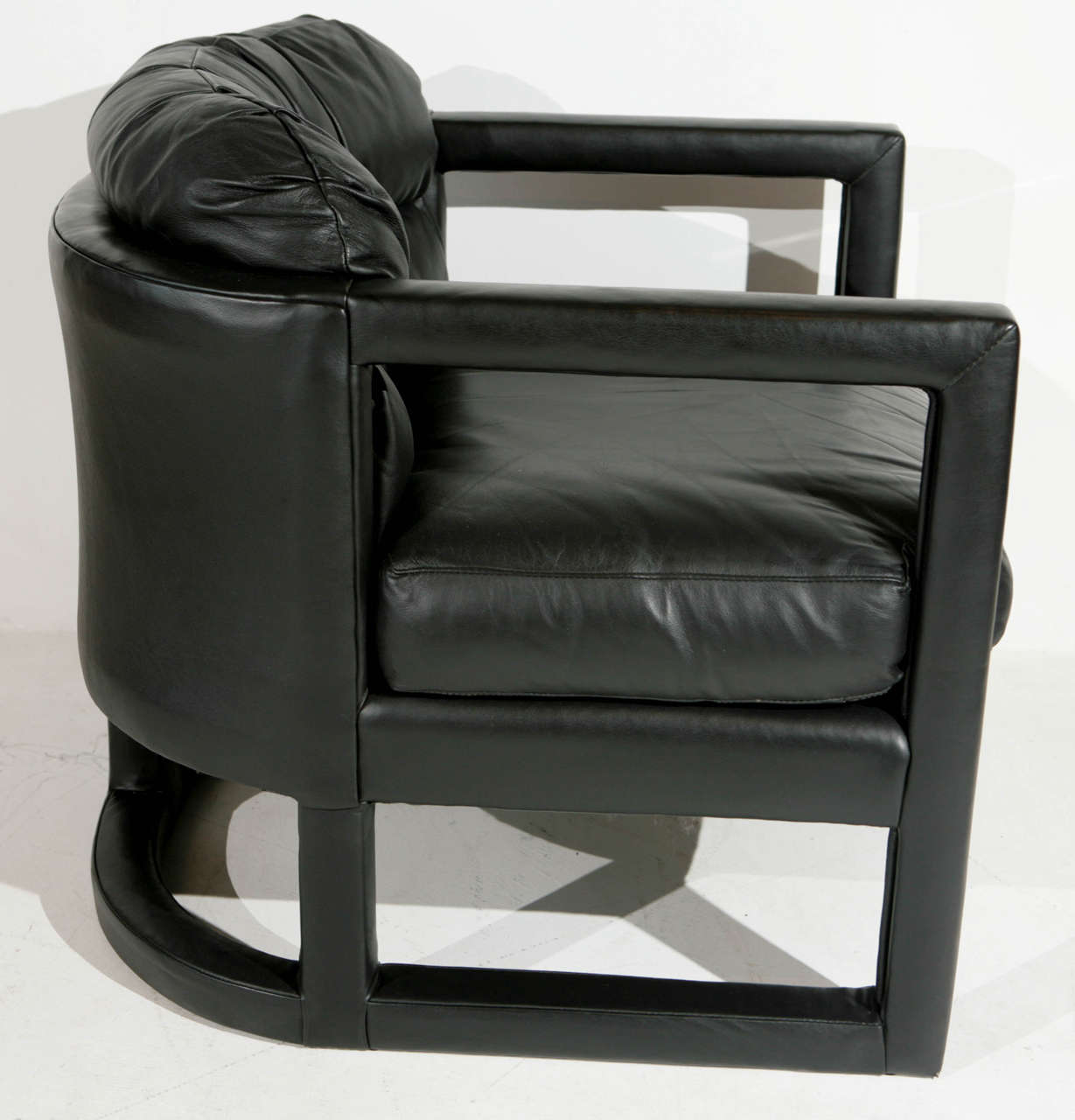 Pair of 1970s Leather Wrapped Dansen Contemporary Arm Chairs In Excellent Condition In Los Angeles, CA