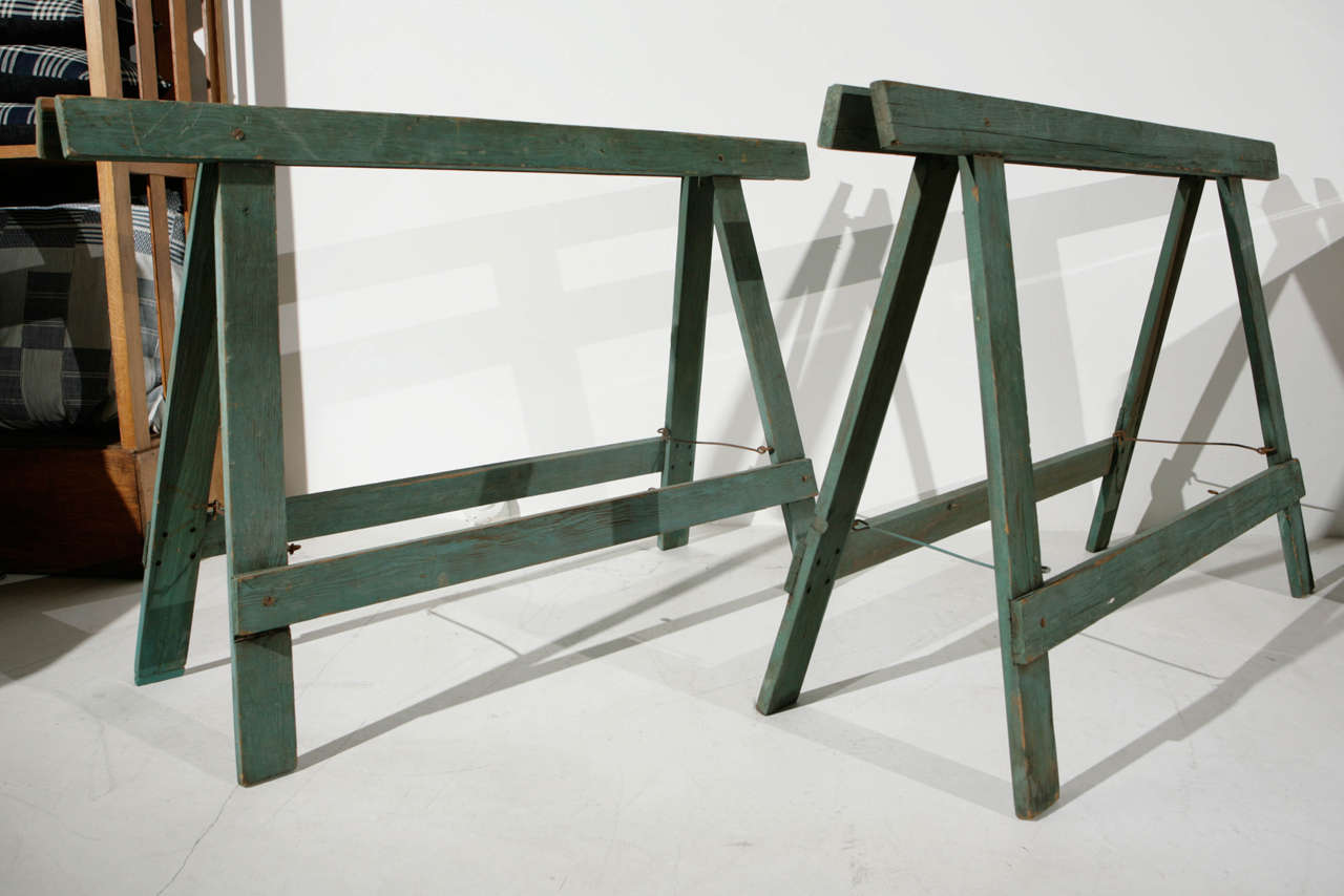 1940s Industrial Sawhorse Work Table Legs at 1stDibs vintage sawhorse legs, sawhorse table