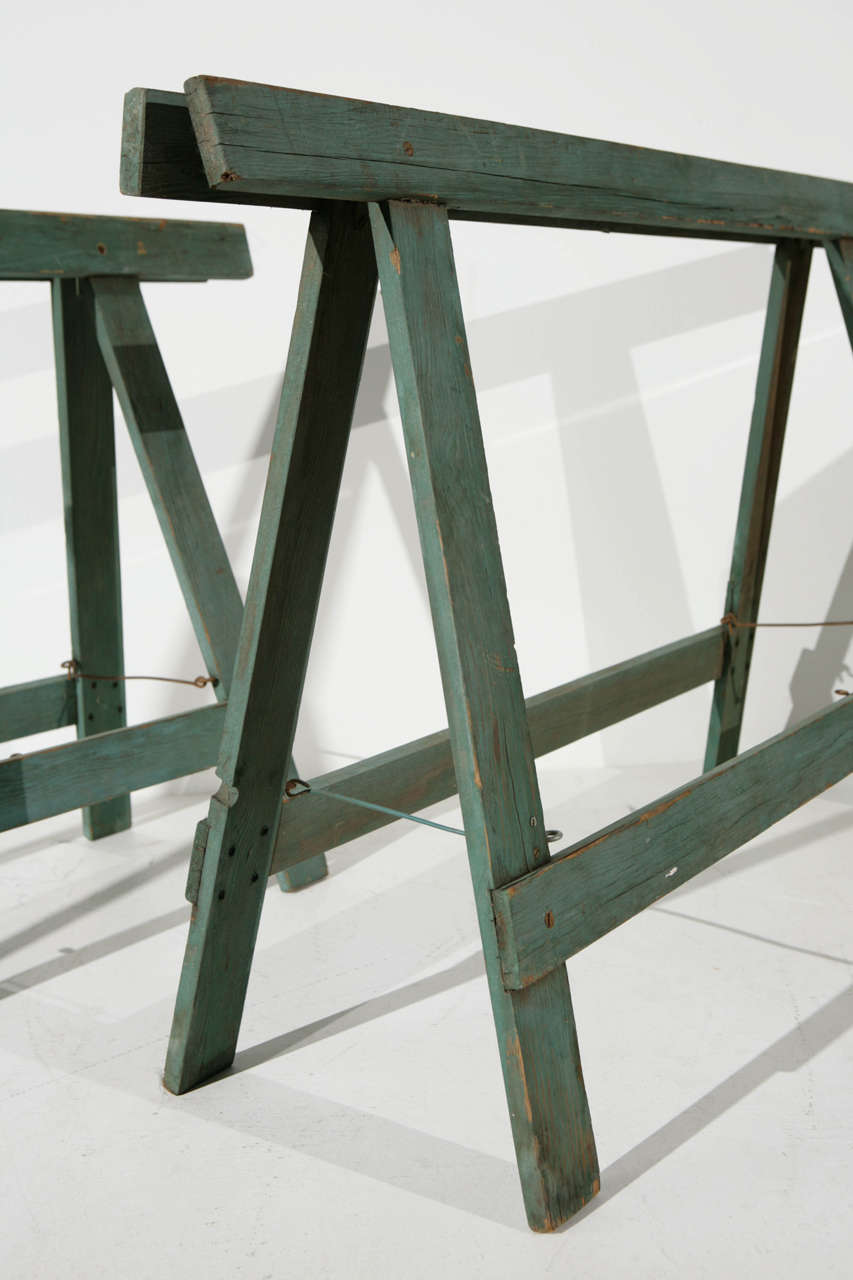 1940s Industrial Sawhorse Work Table Legs at 1stDibs vintage sawhorse legs, sawhorse table