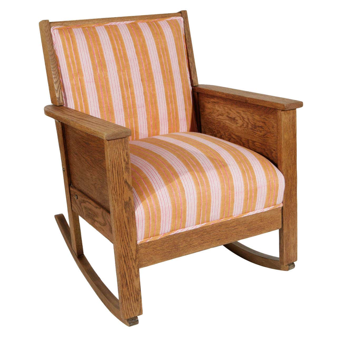 Late 19th Century American Craftsman Mission Style Oak Rocking Chair at ...