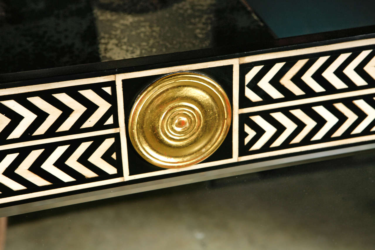 American Paul Marra Hand Painted Herringbone Mirror For Sale