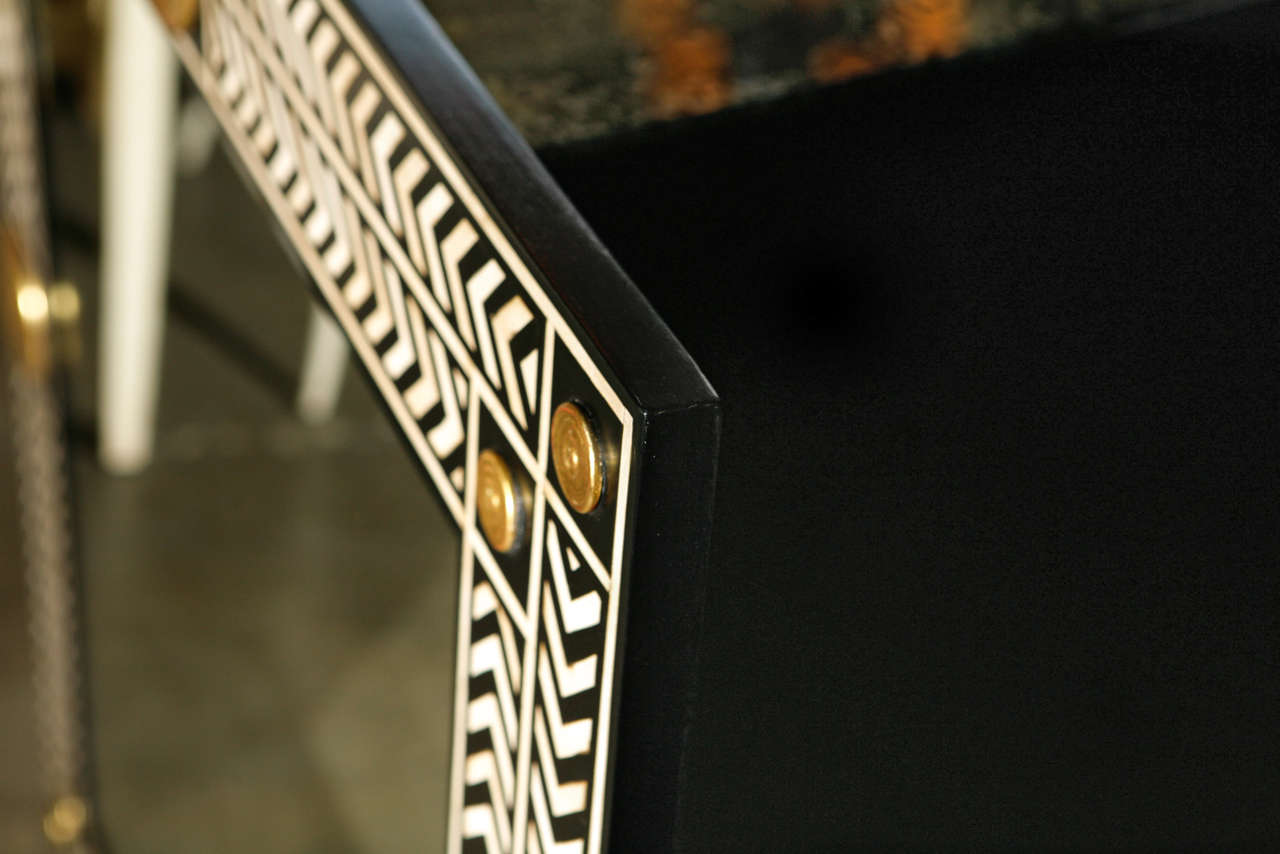 Paul Marra Hand Painted Herringbone Mirror For Sale 1