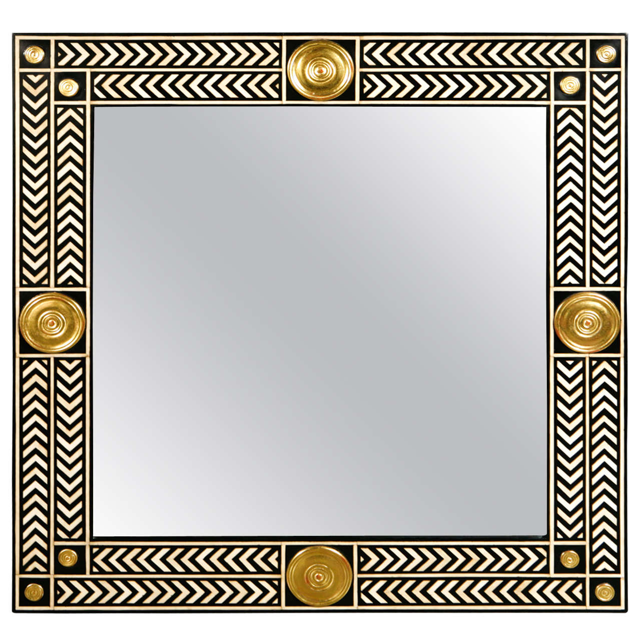 Paul Marra Hand Painted Herringbone Mirror For Sale at 1stDibs