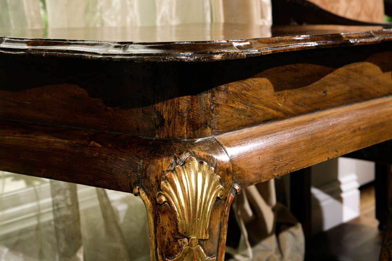 Giltwood 18th Century Irish Walnut Occasional Table with Ball and Claw Feet For Sale