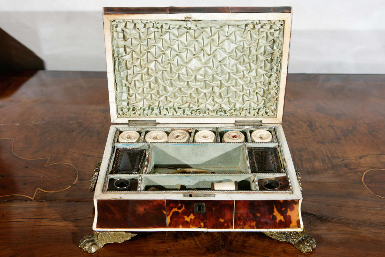 19th Century English Regency Tortoiseshell Sewing Box 2