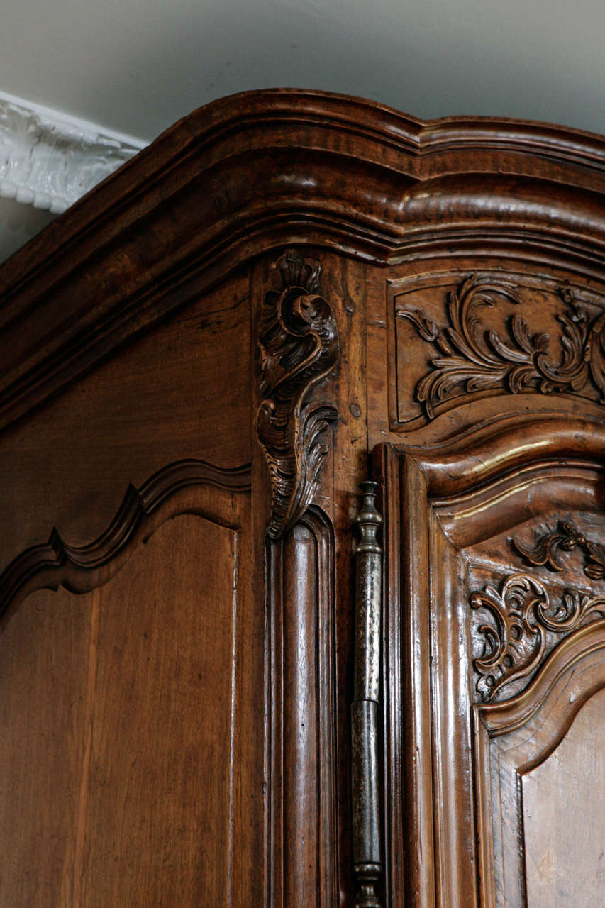 18th Century Period Regence French Carved Walnut Armoire For Sale 1