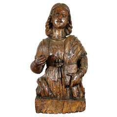 16th Century Italian Carved Walnut Statue of Scholar