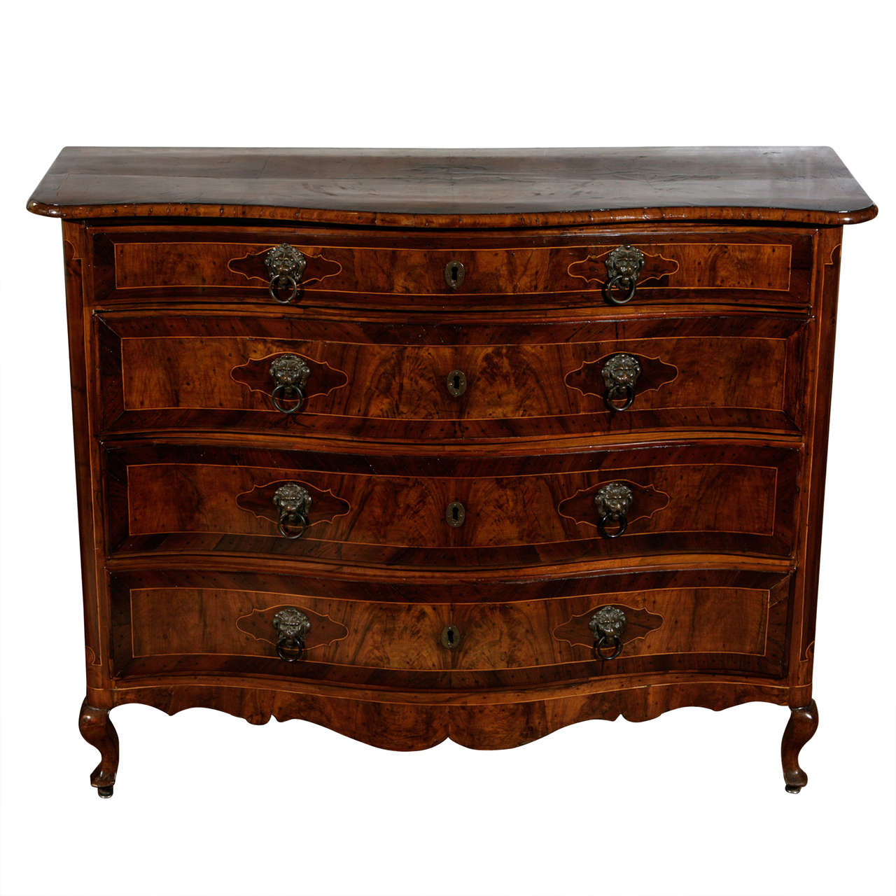 18th Century Italian Four Drawer Serpentine Front Commode