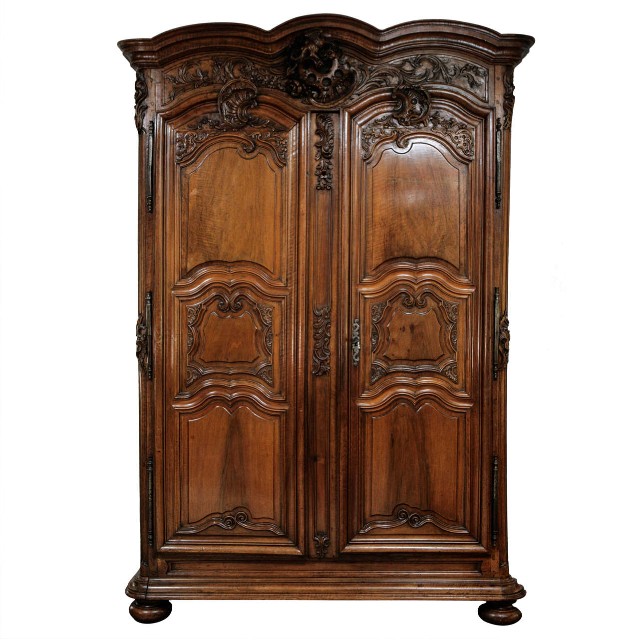 18th C. Heavily Carved Antique French Normandy Wedding Armoire at