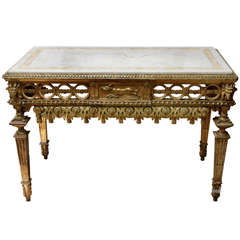 18th Century Italian Carved Giltwood Console with Marble Top