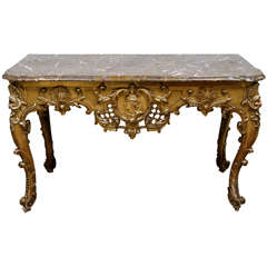 18th Century Italian Carved Giltwood Console with Marble Top