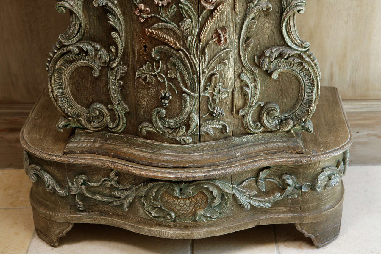 19th c. Carved Wood and Painted Cabinet In Excellent Condition In Los Angeles, CA