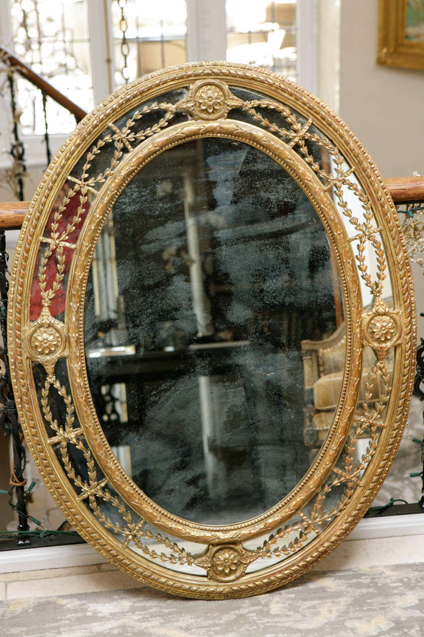 19th c. English Oval Giltwood Mirror