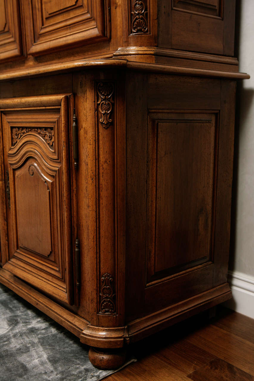 18th Century and Earlier 18th Century Regence Period French Walnut Two-Part Cabinet For Sale