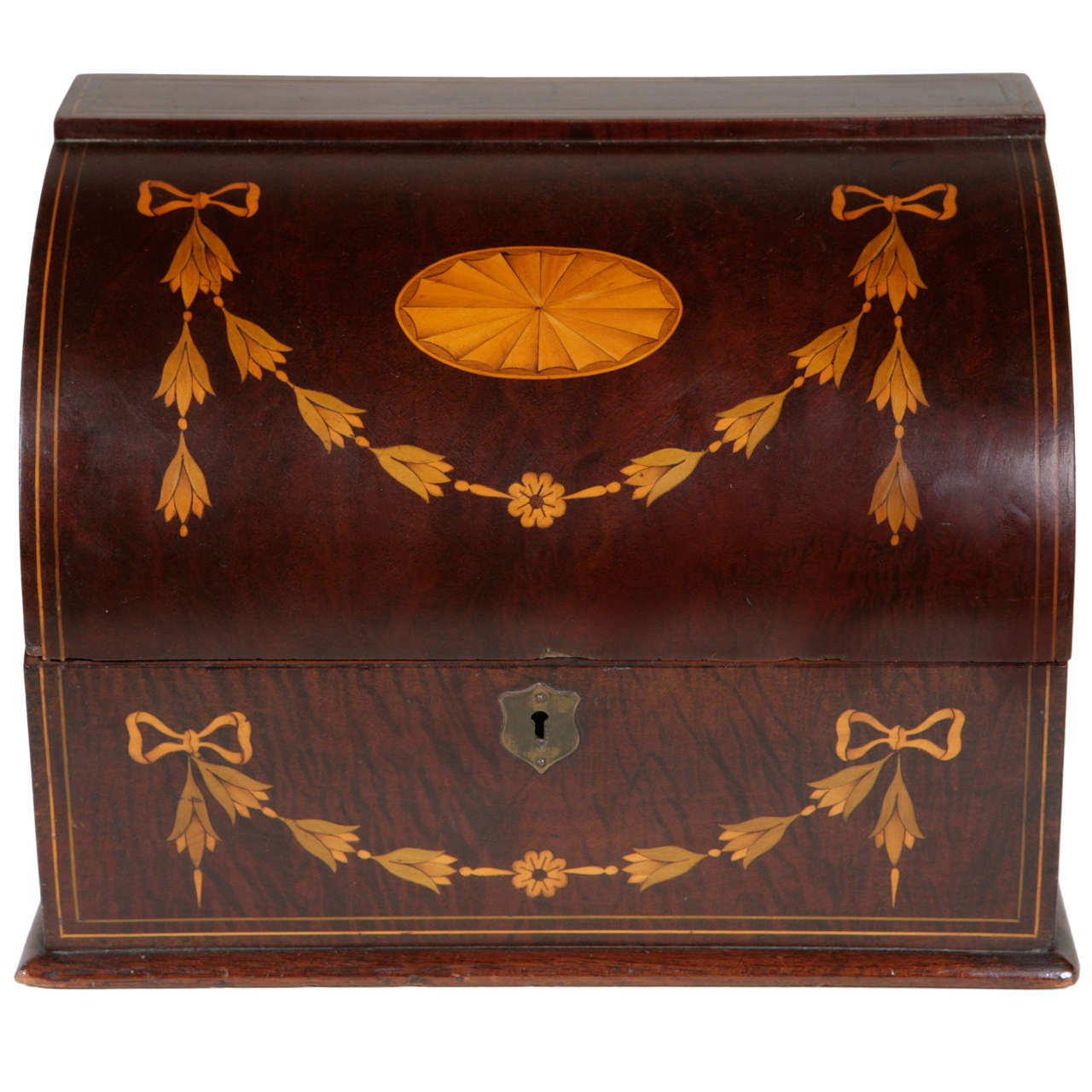 19th Century English Inlaid Letter Box Signed by Maker