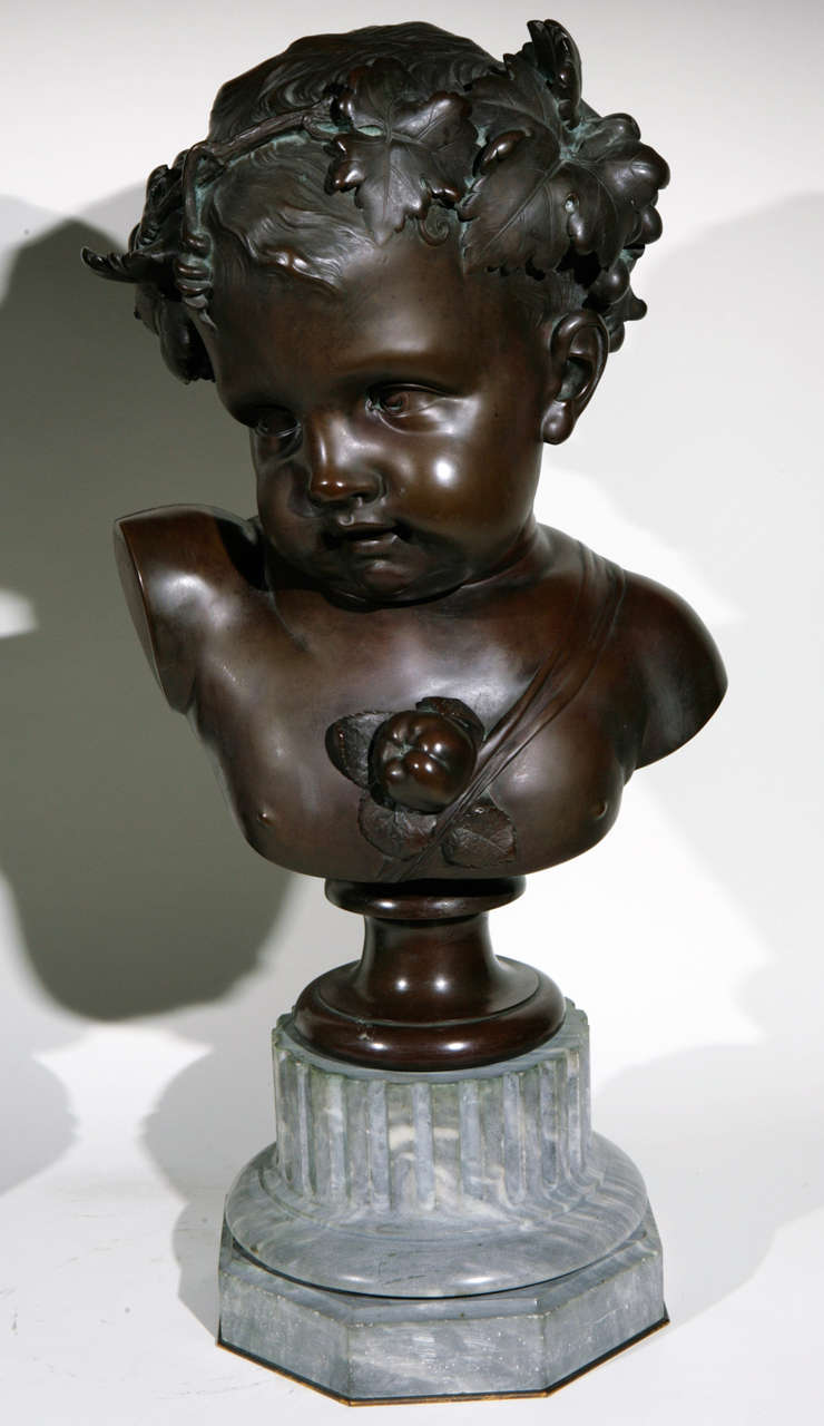 Pair of 19th Century French Bronze Busts of Children 1