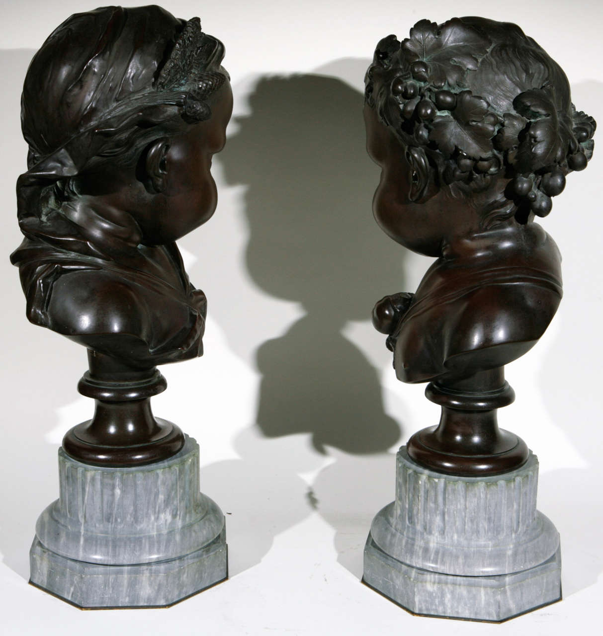 Pair of 19th Century French Bronze Busts of Children 2