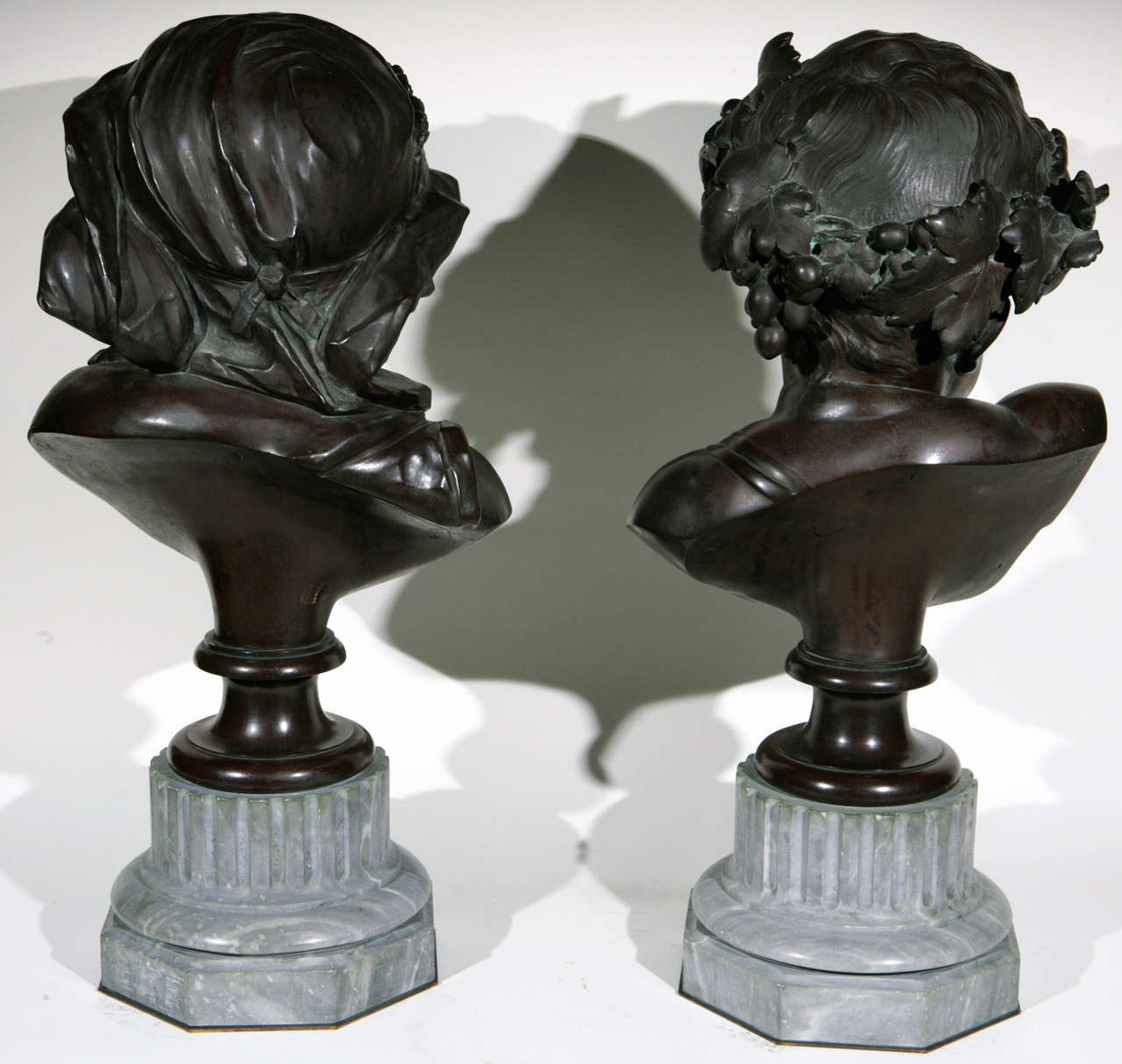 Pair of 19th Century French Bronze Busts of Children 4