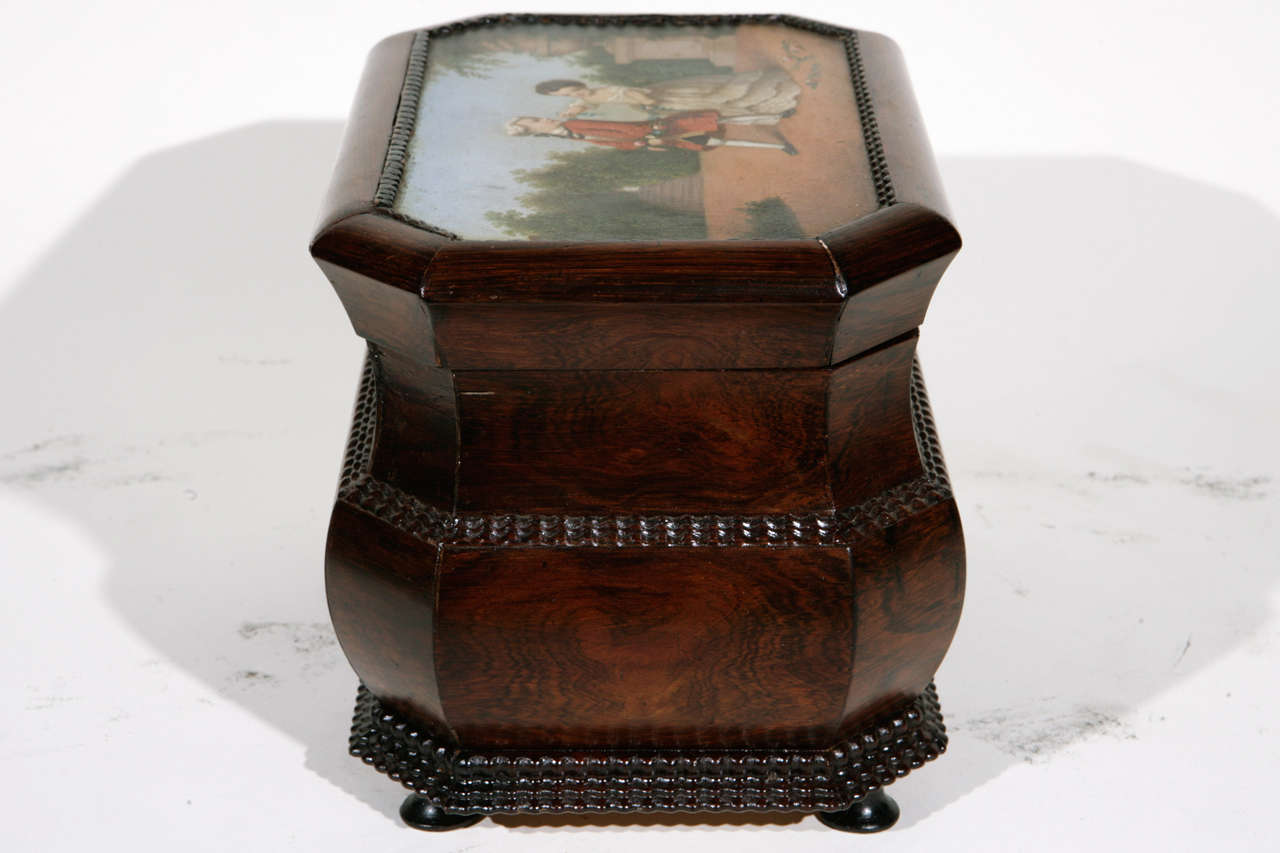 Late 18th Century Rosewood Box with Painted Scene For Sale 1