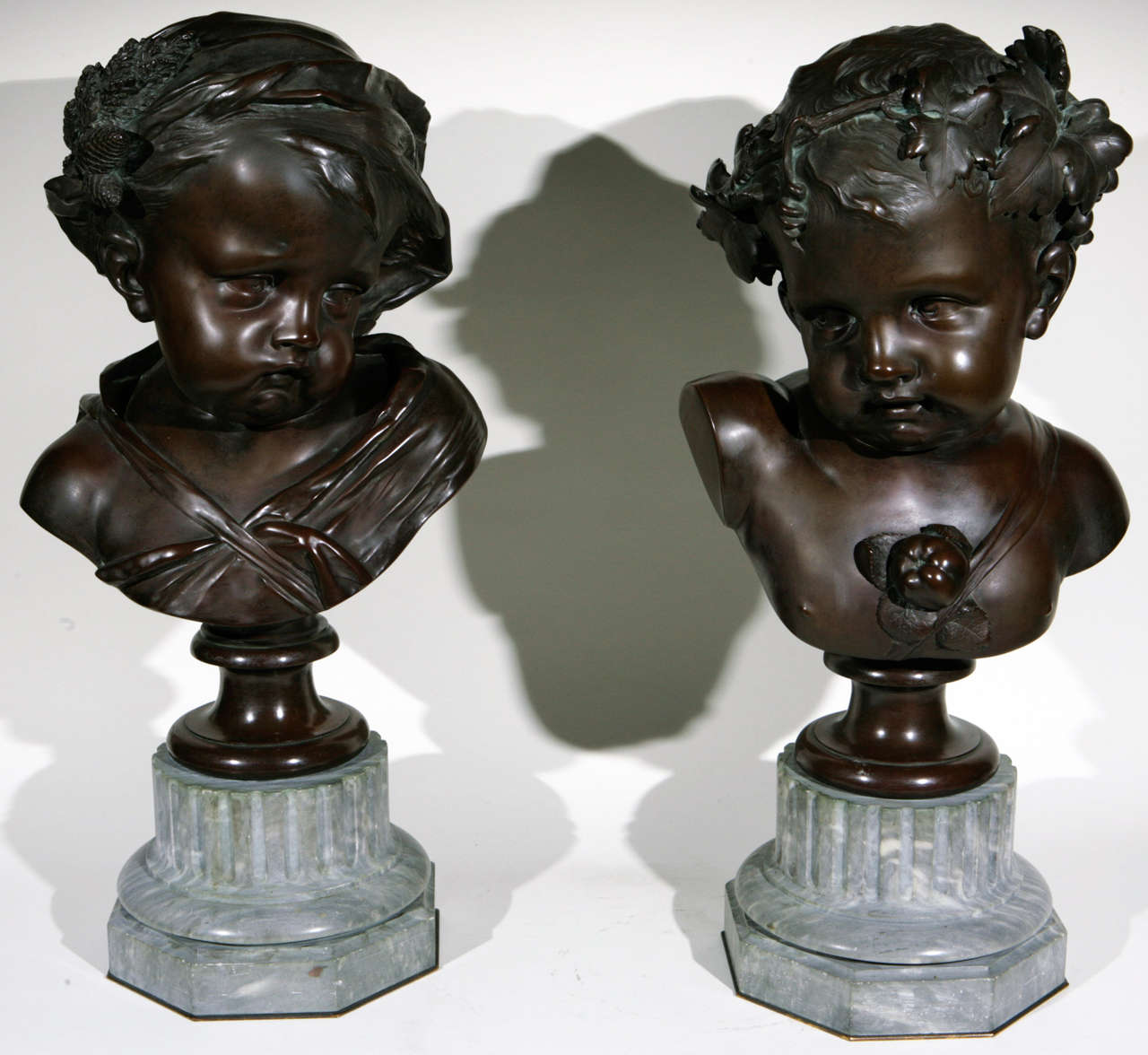 Pair of 19th Century French Bronze Busts of Children at 1stdibs