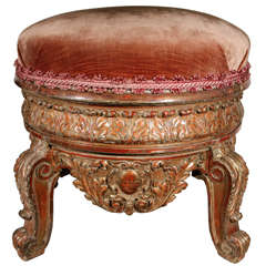 19th c. French Carved Giltwood Stool