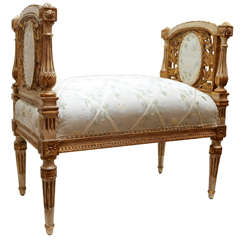 19th c. French Giltwood and Painted Arm Stool