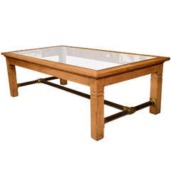 Oak and glass coffee table