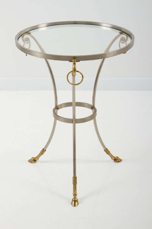 Italian Brass and Steel Guéridon Table after Maison Jansen In Excellent Condition For Sale In New York, NY