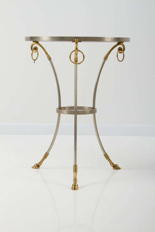 Italian Brass and Steel Guéridon Table after Maison Jansen For Sale 5