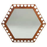 Pierced Hexagonal Walnut Frame Mirror by George Nelson