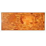 Very large midcentury marquetry map