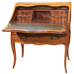 Small French Drop Front Desk with parquetry detail. Small French Drop Front Desk with parquetry detail.