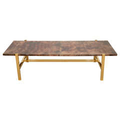 An Aldo Tura Rectangular Lacquered Parchment Coffee Table.