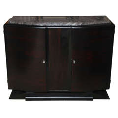 French Art Deco Exotic Macassar Ebony Buffet/ Marble Top