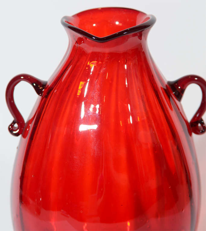 Blown Glass A Venetian Glass brilliant red vase