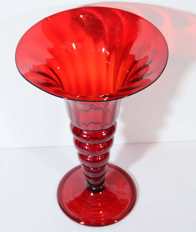 Blown Glass A red Venetian Glass vase. For Sale