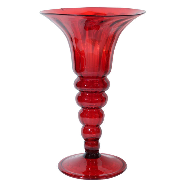 A red Venetian Glass vase. For Sale