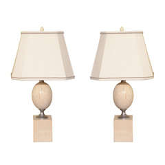 Pair of travertine table lamps